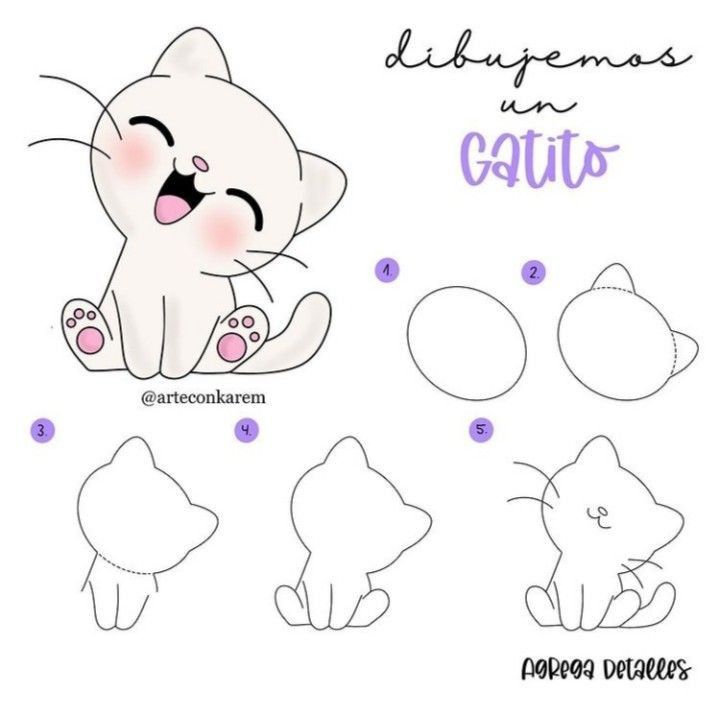 Desenhos Fofos: gatinho fofo para desenhar fácil