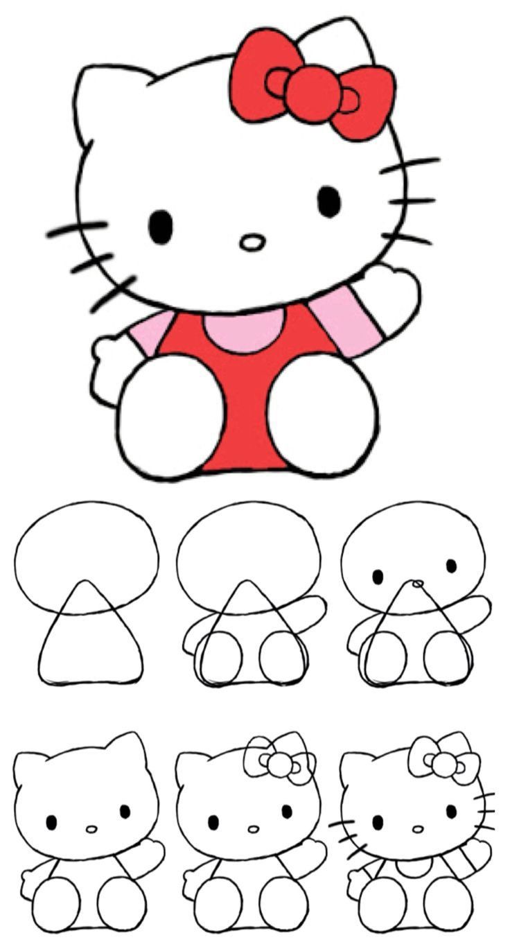 Desenhos Fofos: Hello Kitty fácil para desenhar