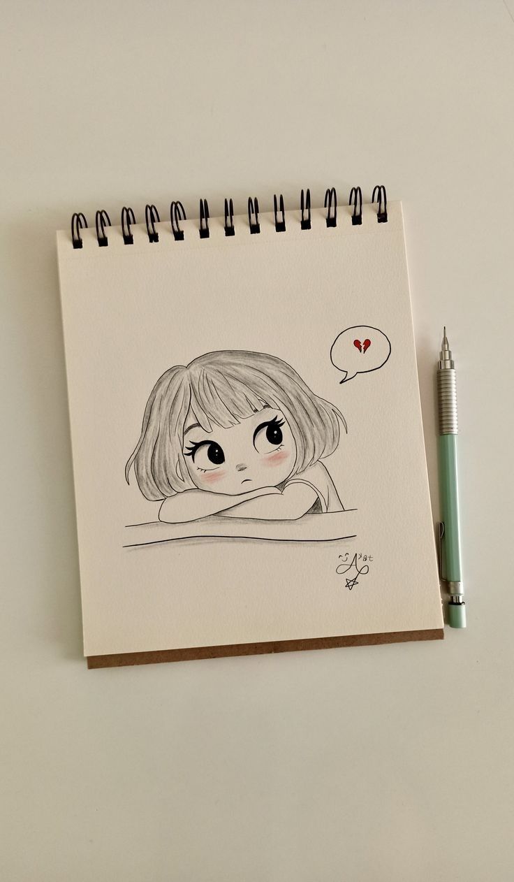 Desenhos Fofos: Menina triste para desenhar