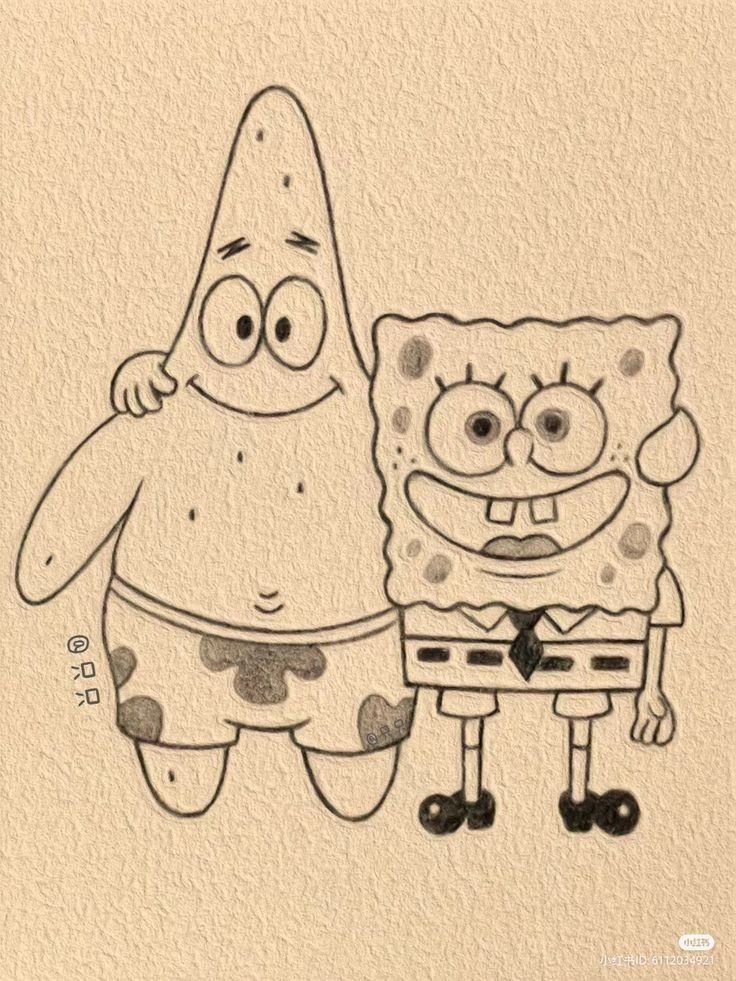 Desenhos Fofos: Bob Esponja e Patrick para desenhar