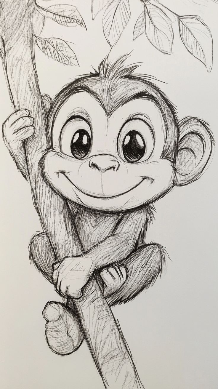 Desenhos Fofos: Macaco fofo para desenhar