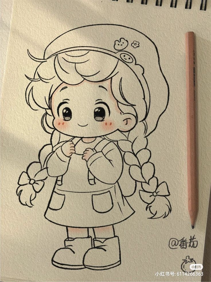 Desenhos Fofos: Menina fofa para desenhar