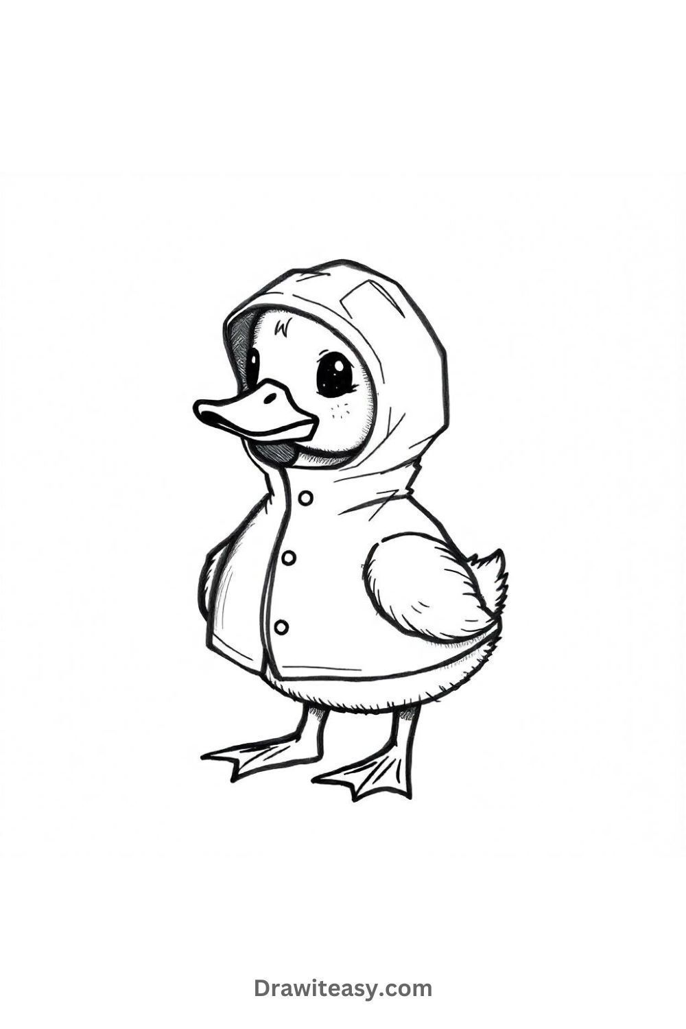Desenhos Fofos: Pato fofo com capuz para desenhar