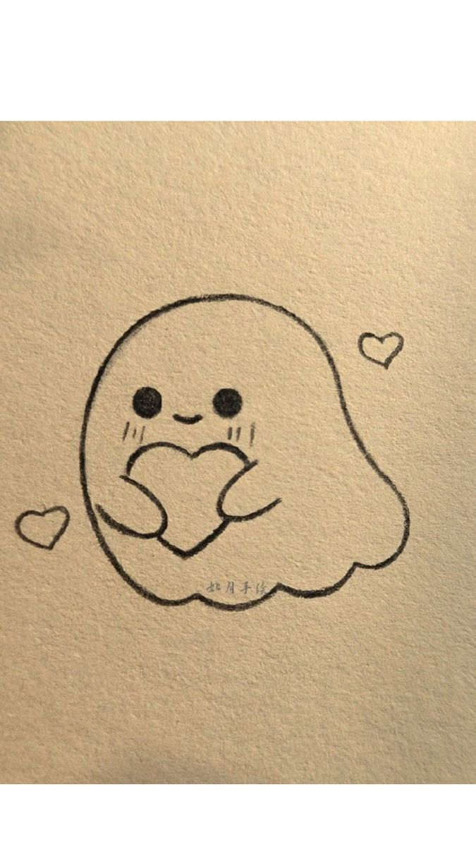 Desenhos Fofos: Fantasminha fofo com coração