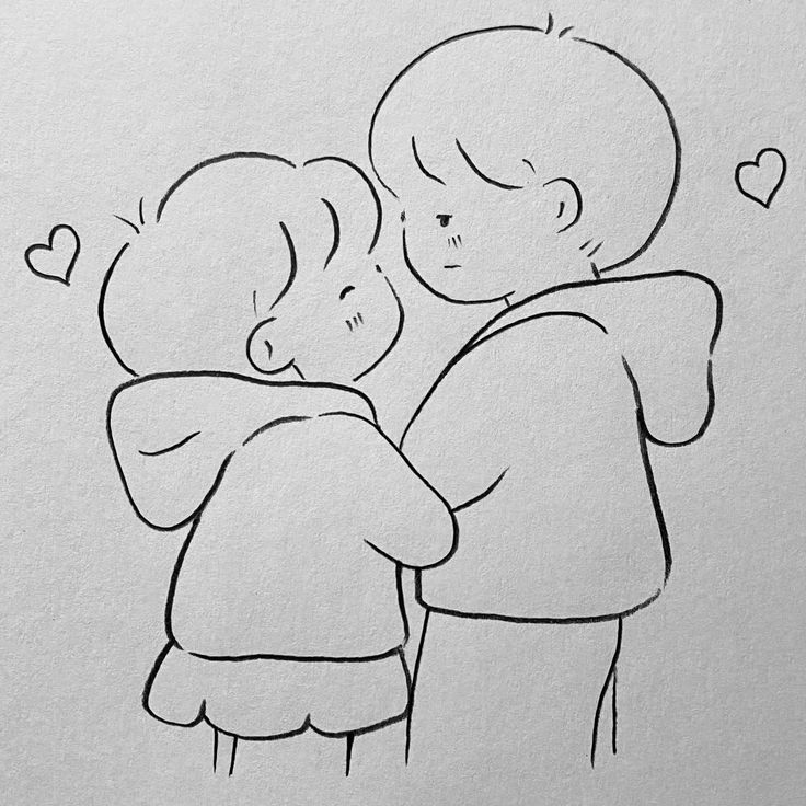 Desenhos Fofos: casal de crianças simples e fofo