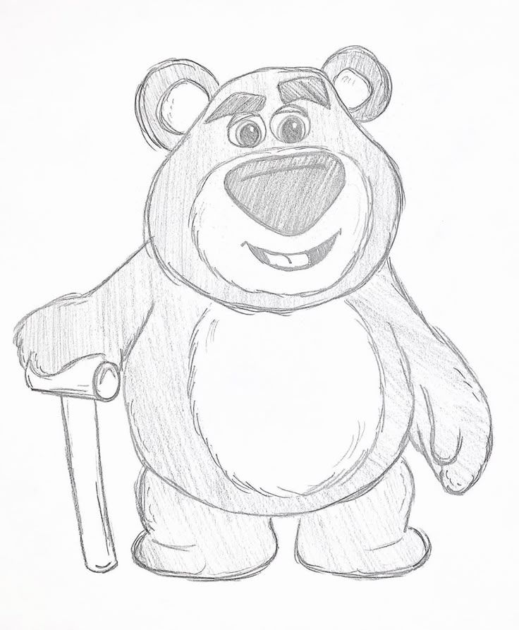 Desenhos Fofos: Urso fofo a lápis para desenhar