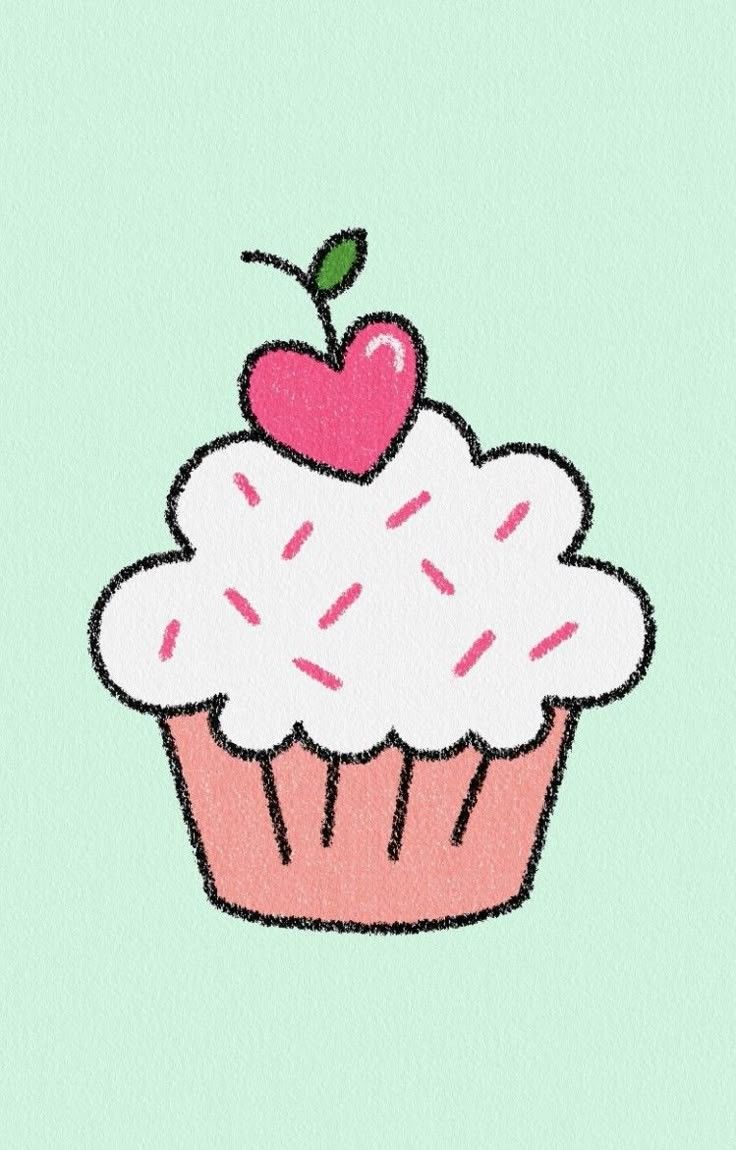 Desenhos Fofos: Cupcake com cereja para desenhar