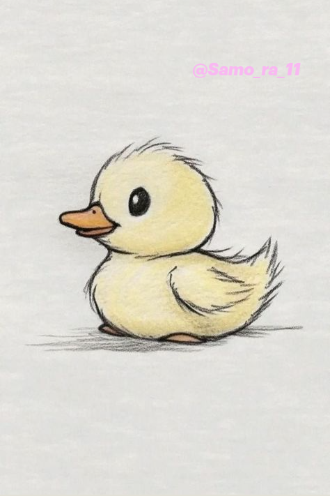 Desenhos Fofos: Pato fofo para desenhar a Lápis