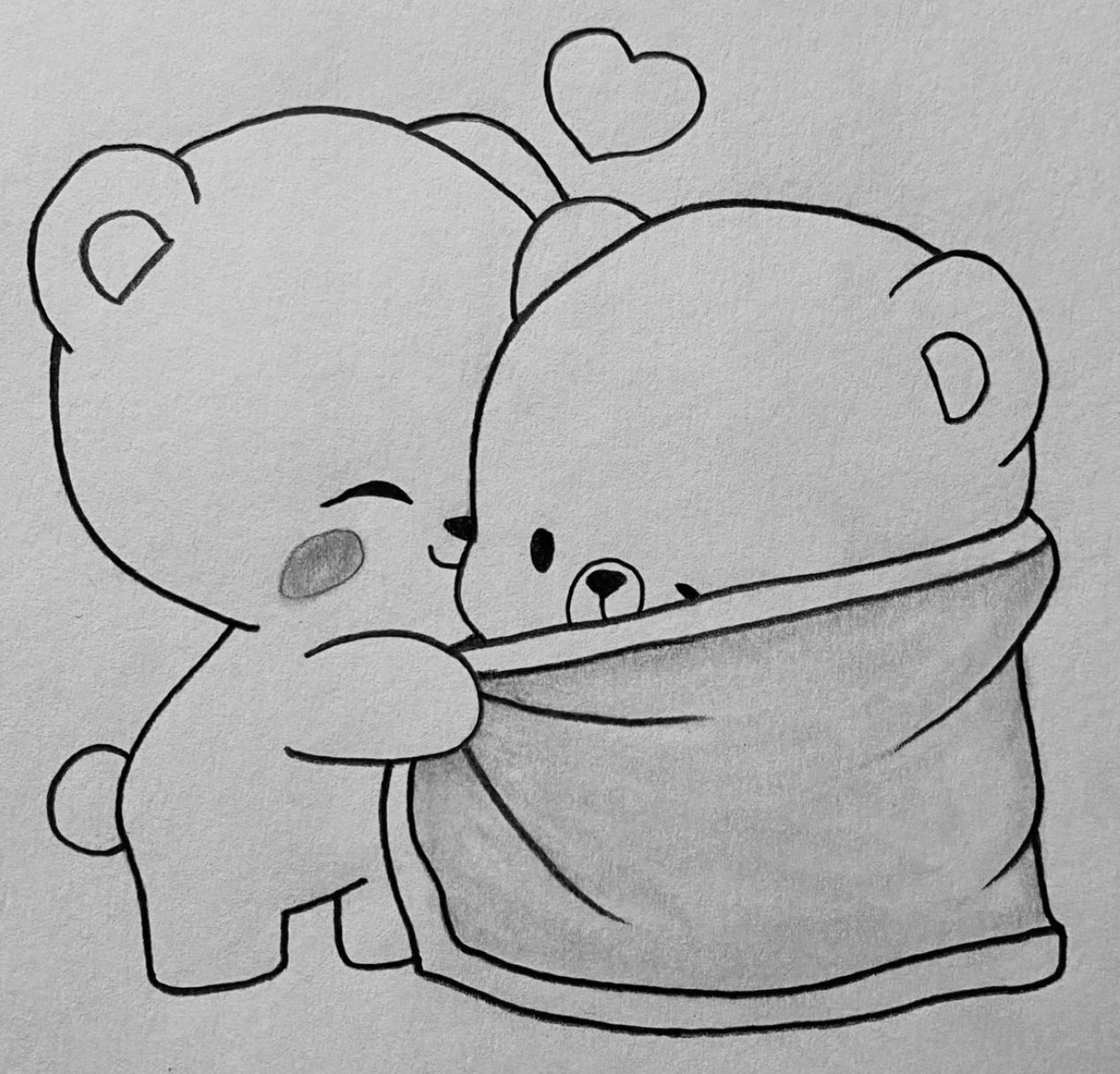 Desenhos Fofos: Ursinhos abraçando para desenhar