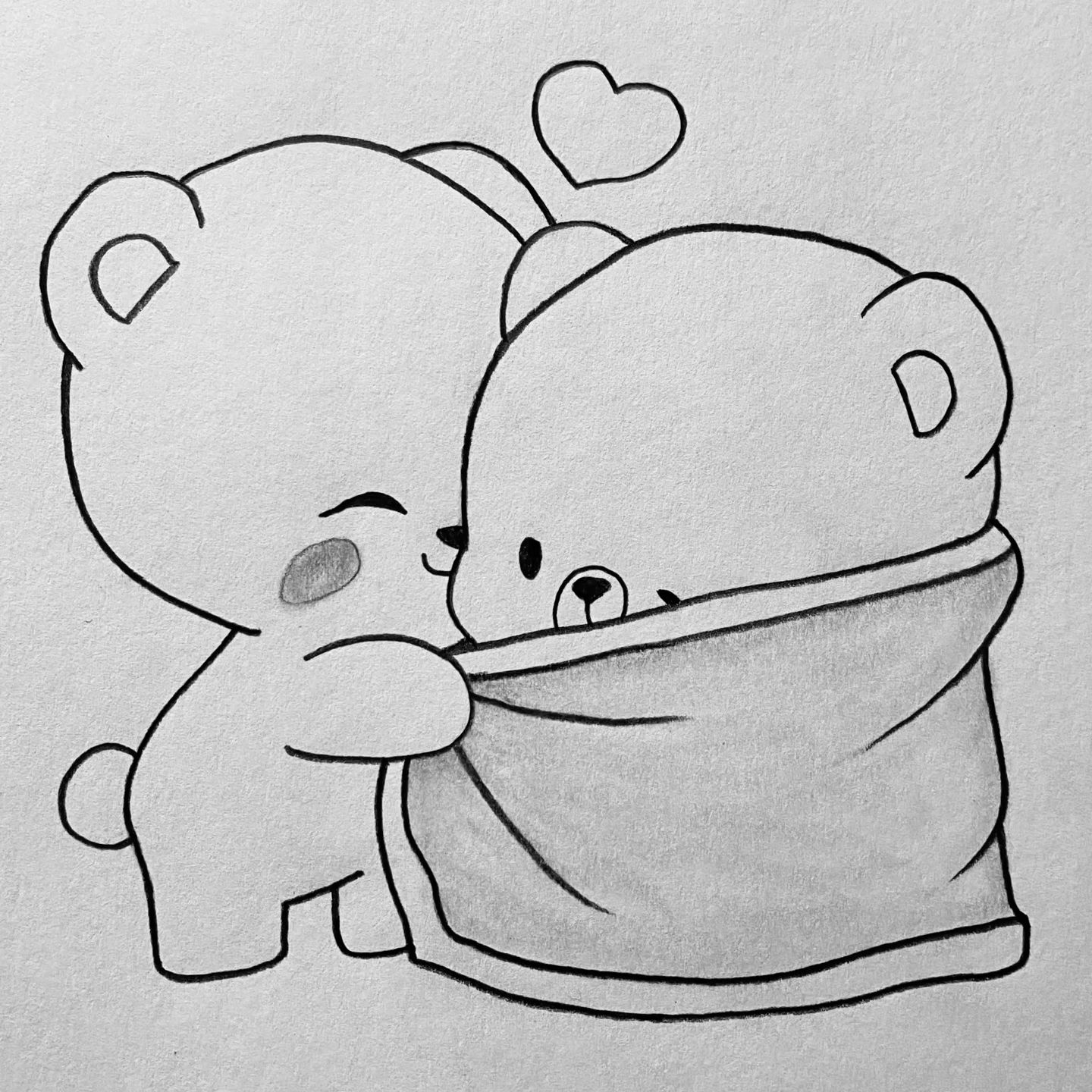 Desenhos Fofos: Ursos abraçando para desenhar