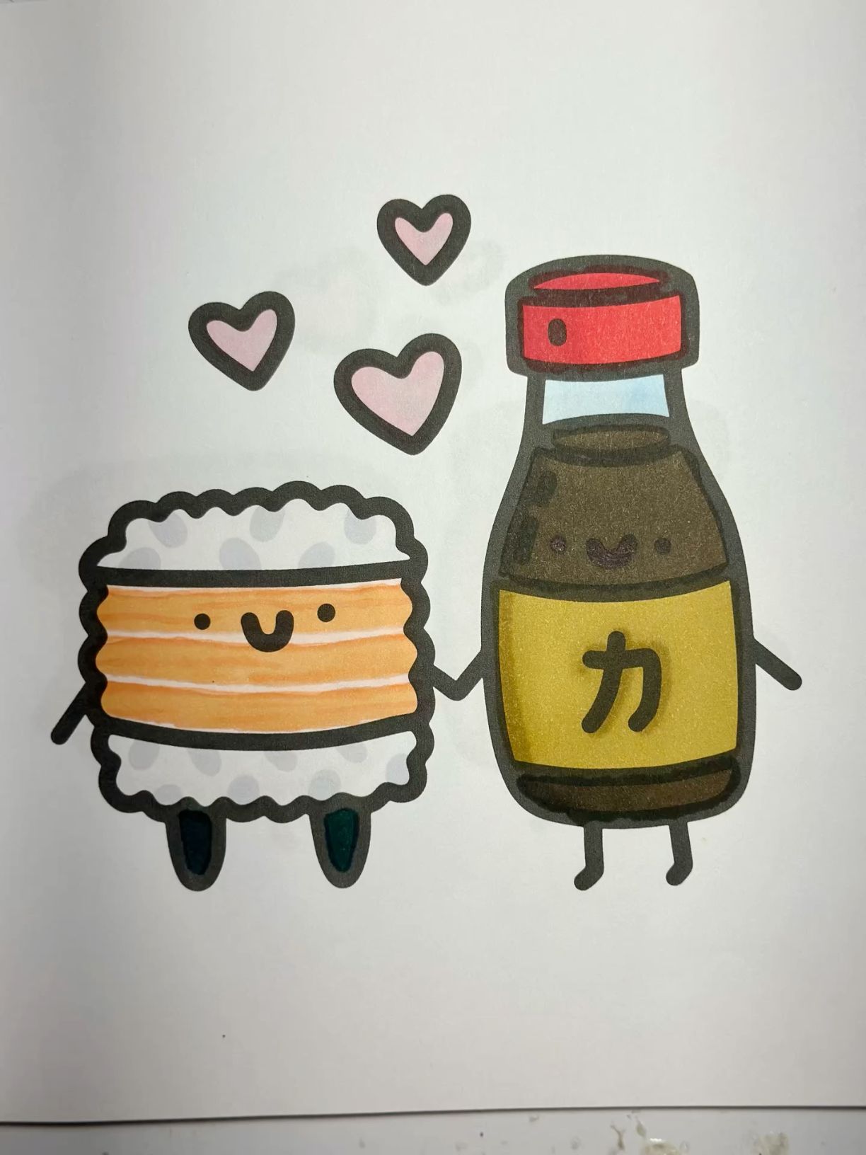 Desenhos Fofos: Sushi e molho de soja para desenhar
