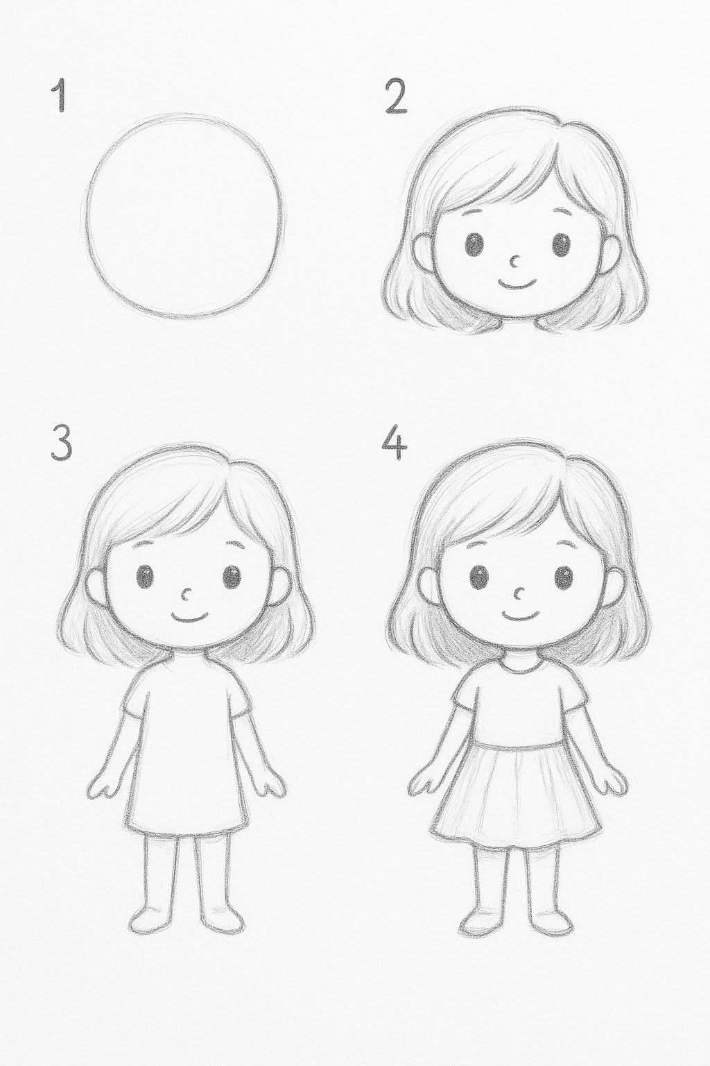Desenhos Fofos: Menina fofa para desenhar a lápis