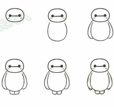 Desenhos Fofos: Baymax fofo para desenhar fácil