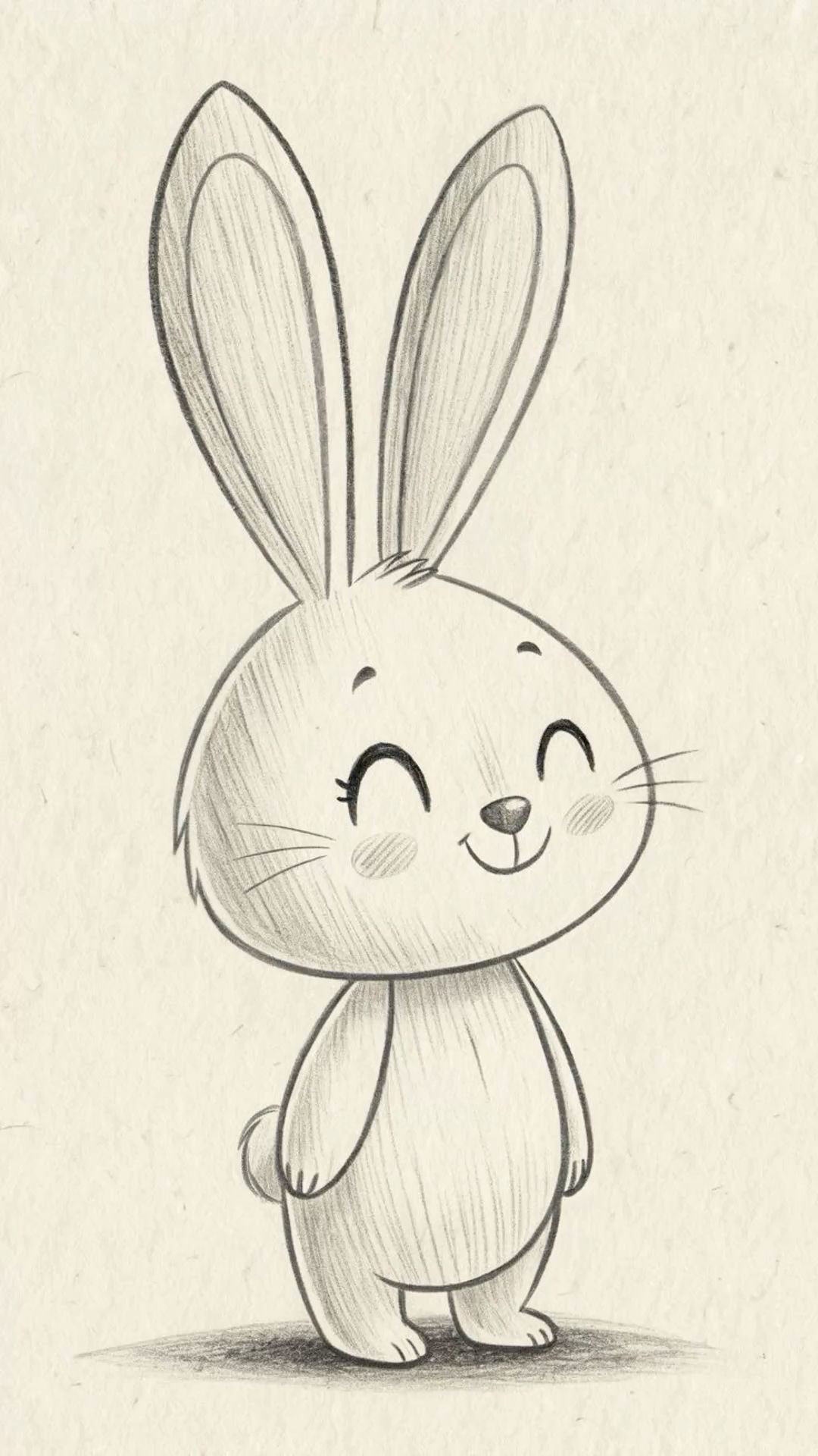 Desenhos Fofos: coelho fofo a lápis para desenhar