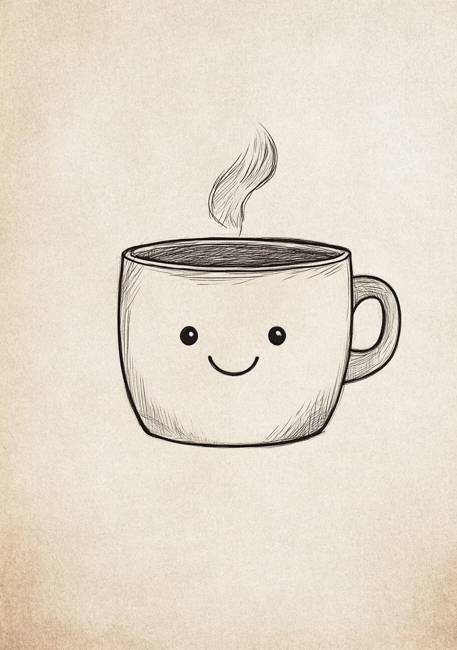 Desenhos Fofos: Xícara de café fofa para desenhar