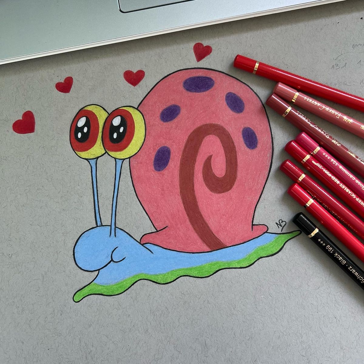 Desenhos Fofos: Caracol fofo a lápis para desenhar