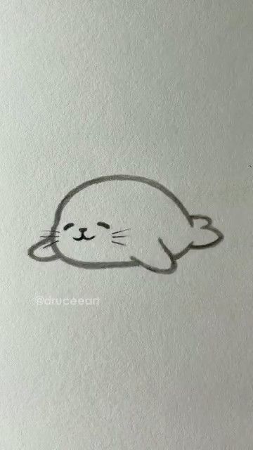 Desenhos Fofos: Foca fofa para desenhar