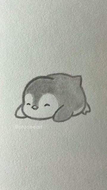 Desenhos Fofos: Pinguim fofo a lápis para desenhar