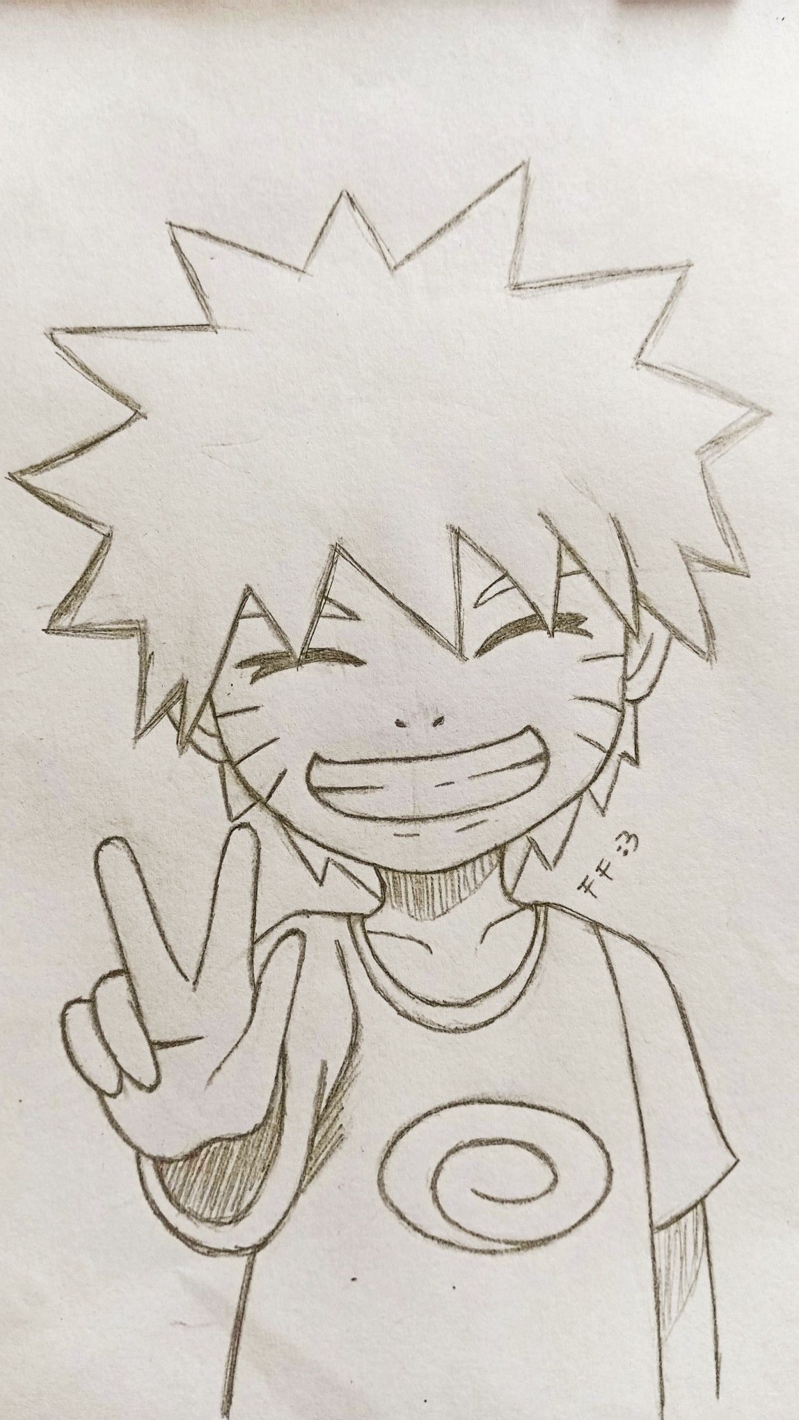 Desenhos Fofos: Naruto sorrindo fácil a lápis