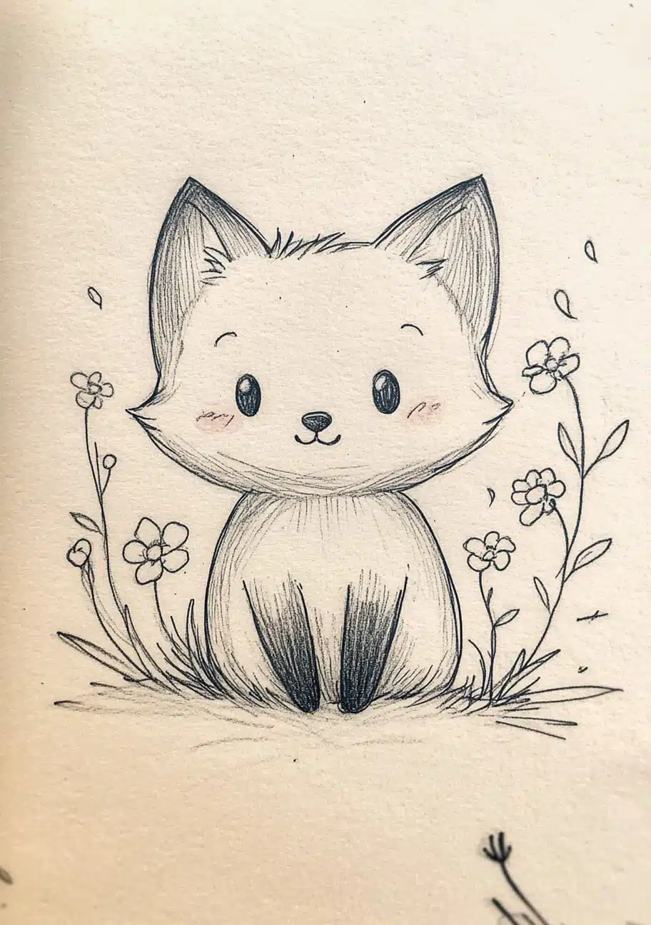 Desenhos Fofos: Raposa fofa para desenhar