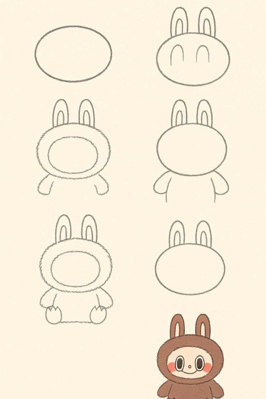 Desenhos Fofos: Coelho fofo a lápis fácil