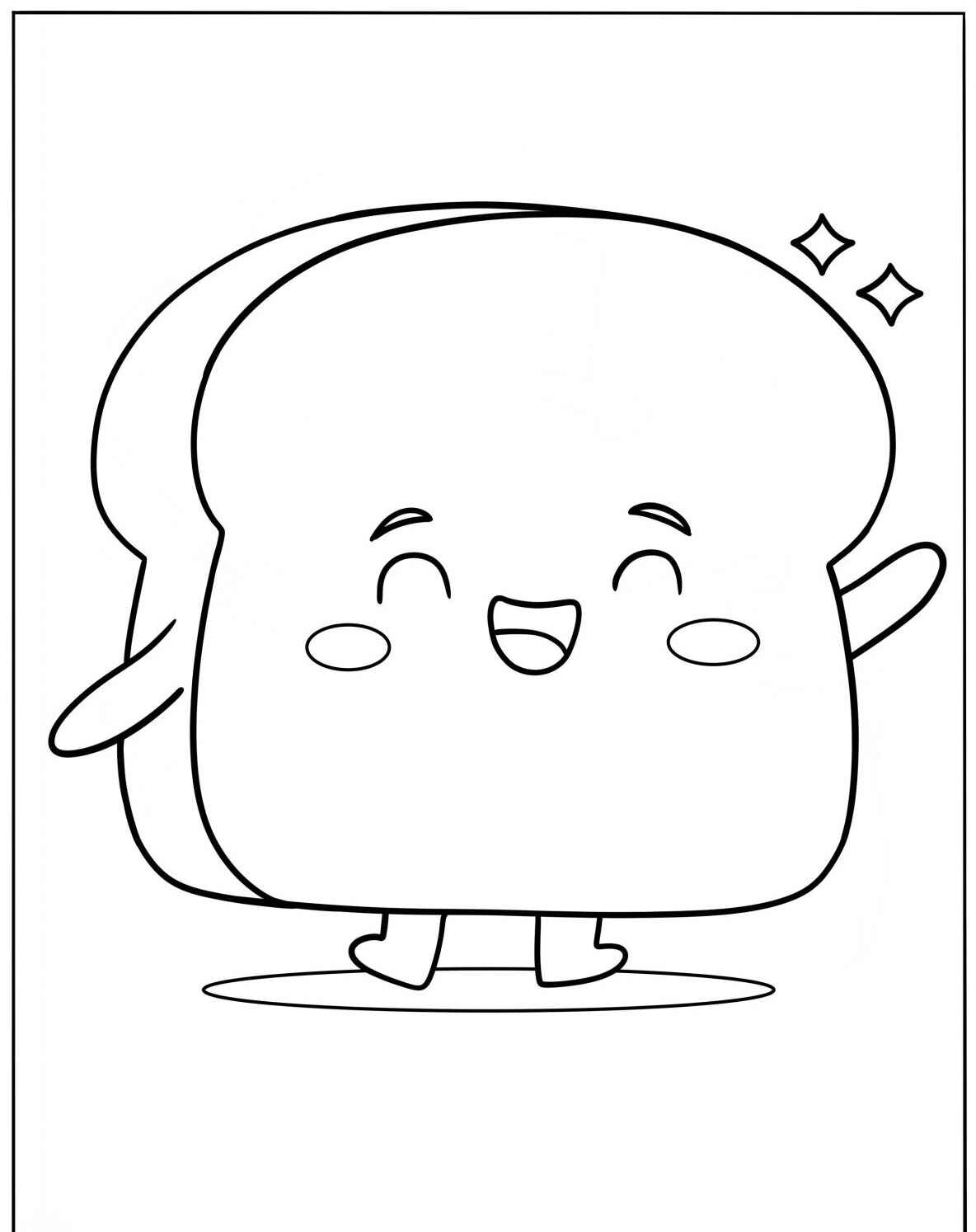 Desenho Fofo de pão sorrindo para colorir