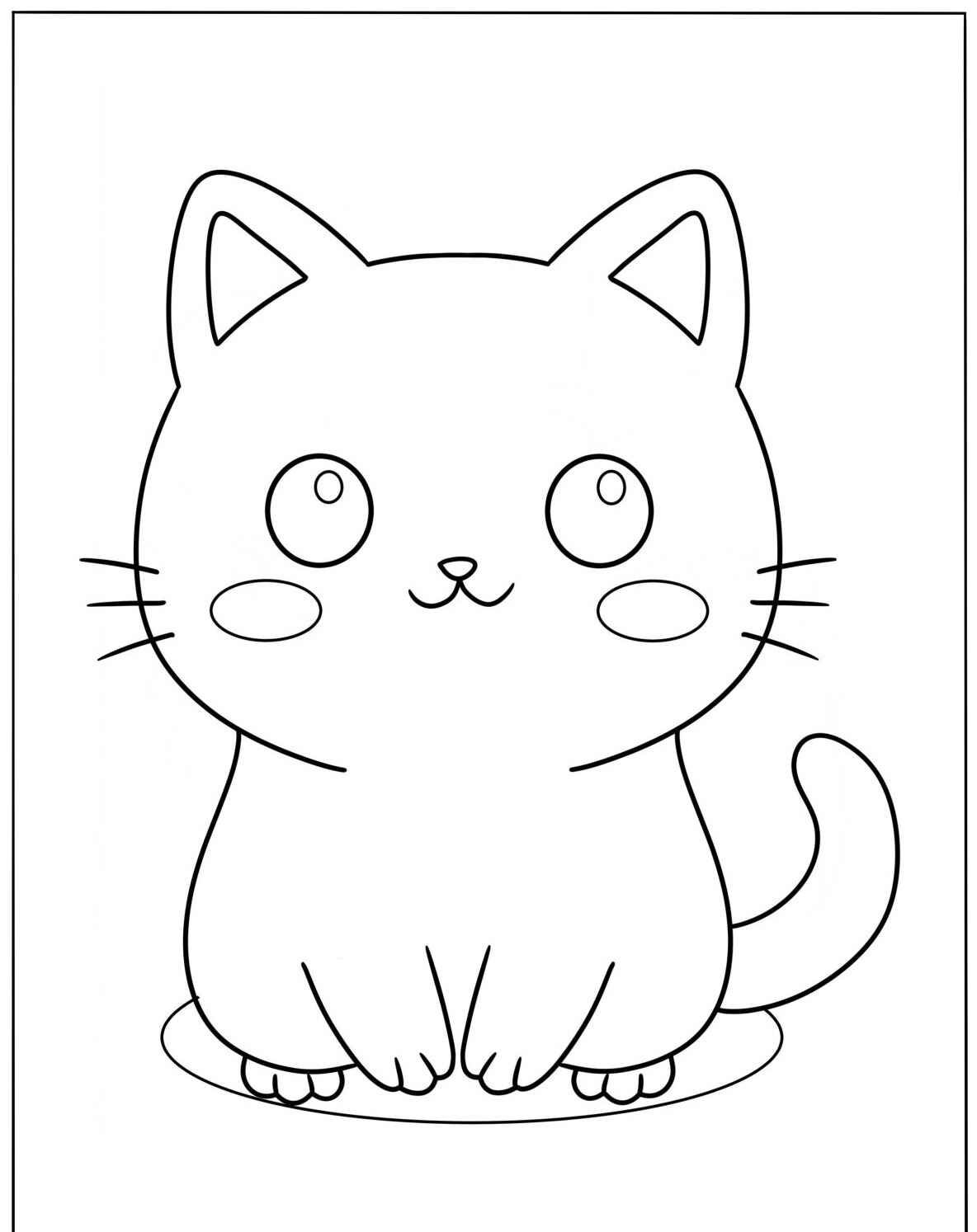 Desenho Fofo de gatinho sentado para colorir