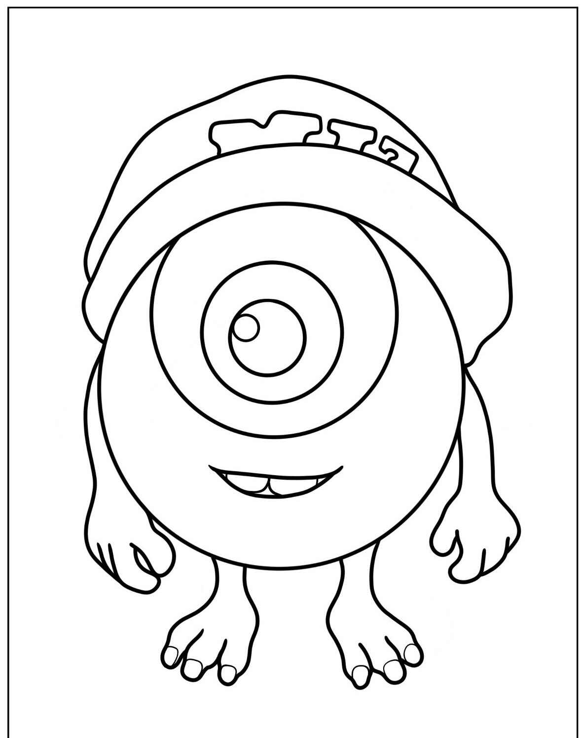 Desenho Fofo de monstrinho de um olho só para colorir