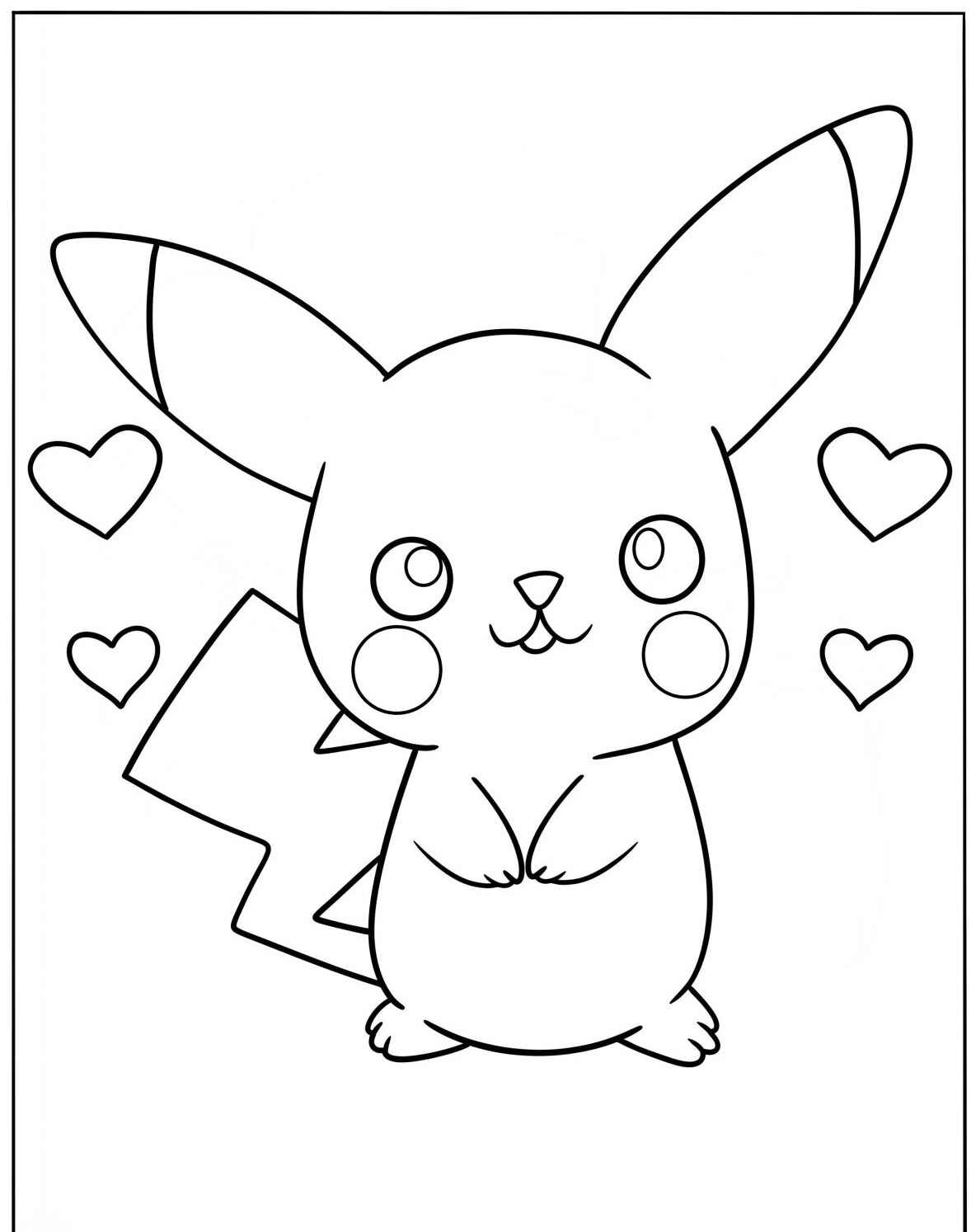 Desenho Fofo de um Pokémon com corações para colorir