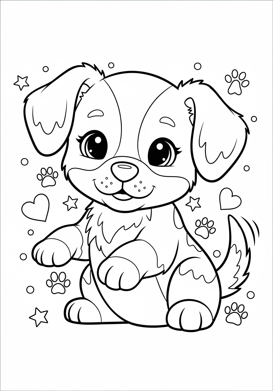 Desenho Fofo de um cachorro sorridente para colorir