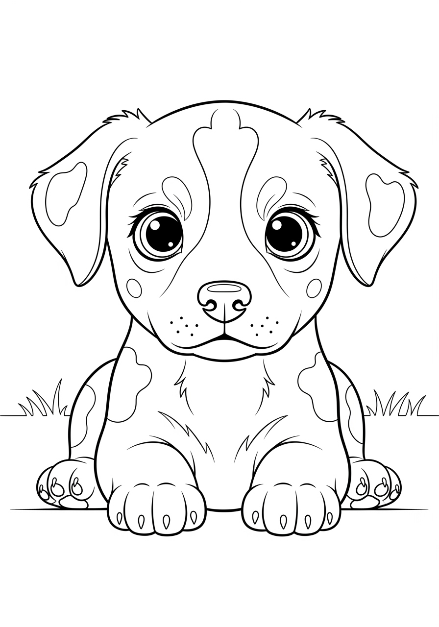 Desenho Fofo de um cachorro adorável para colorir e imprimir