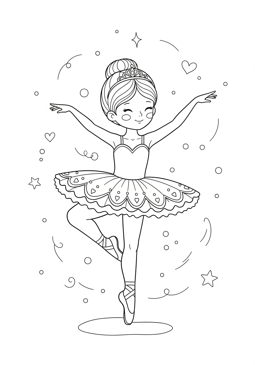 Desenho Fofo de uma bailarina dançando para colorir