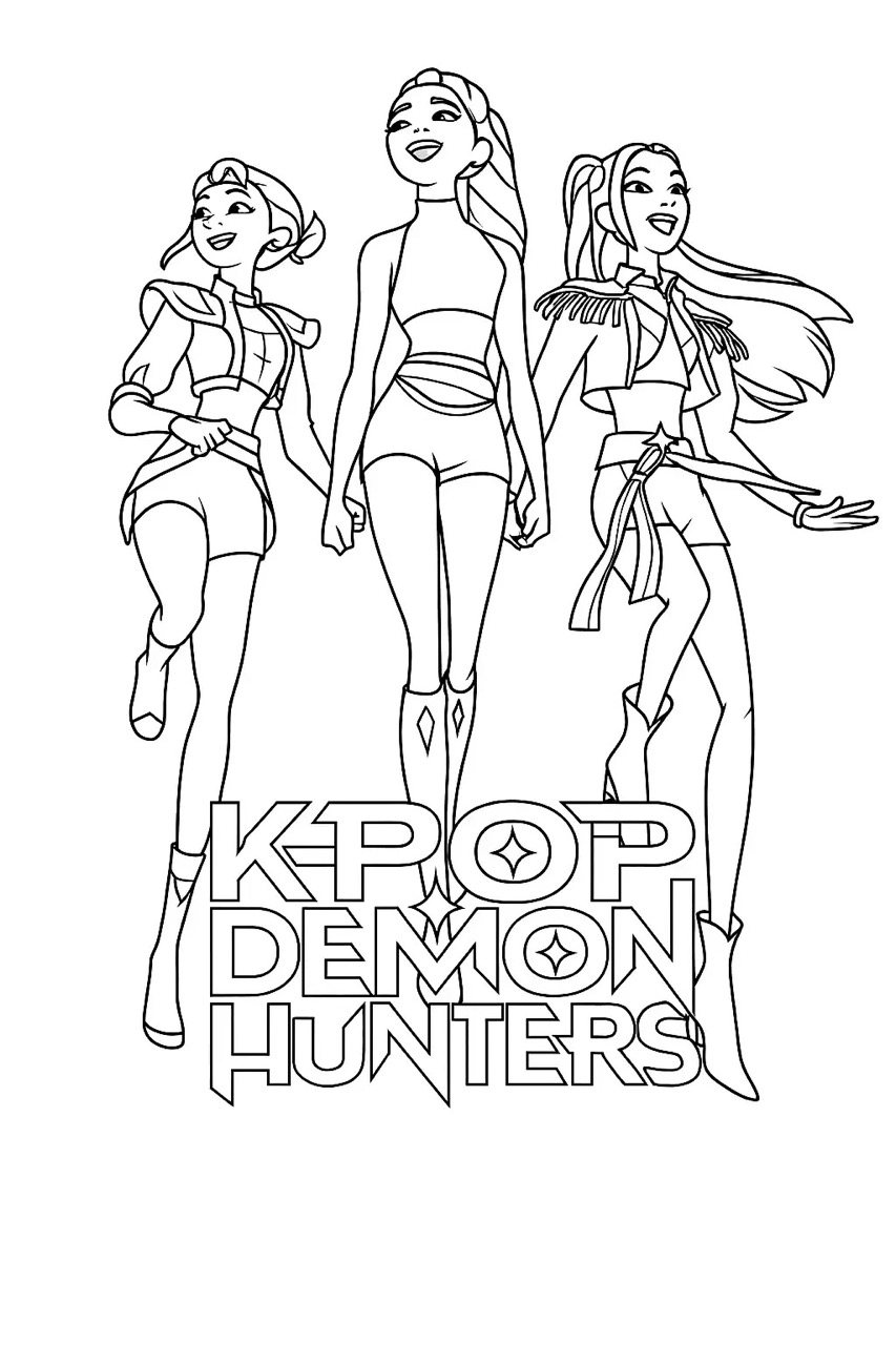 Desenho das Guerreiras K-Pop Demon Hunters para colorir