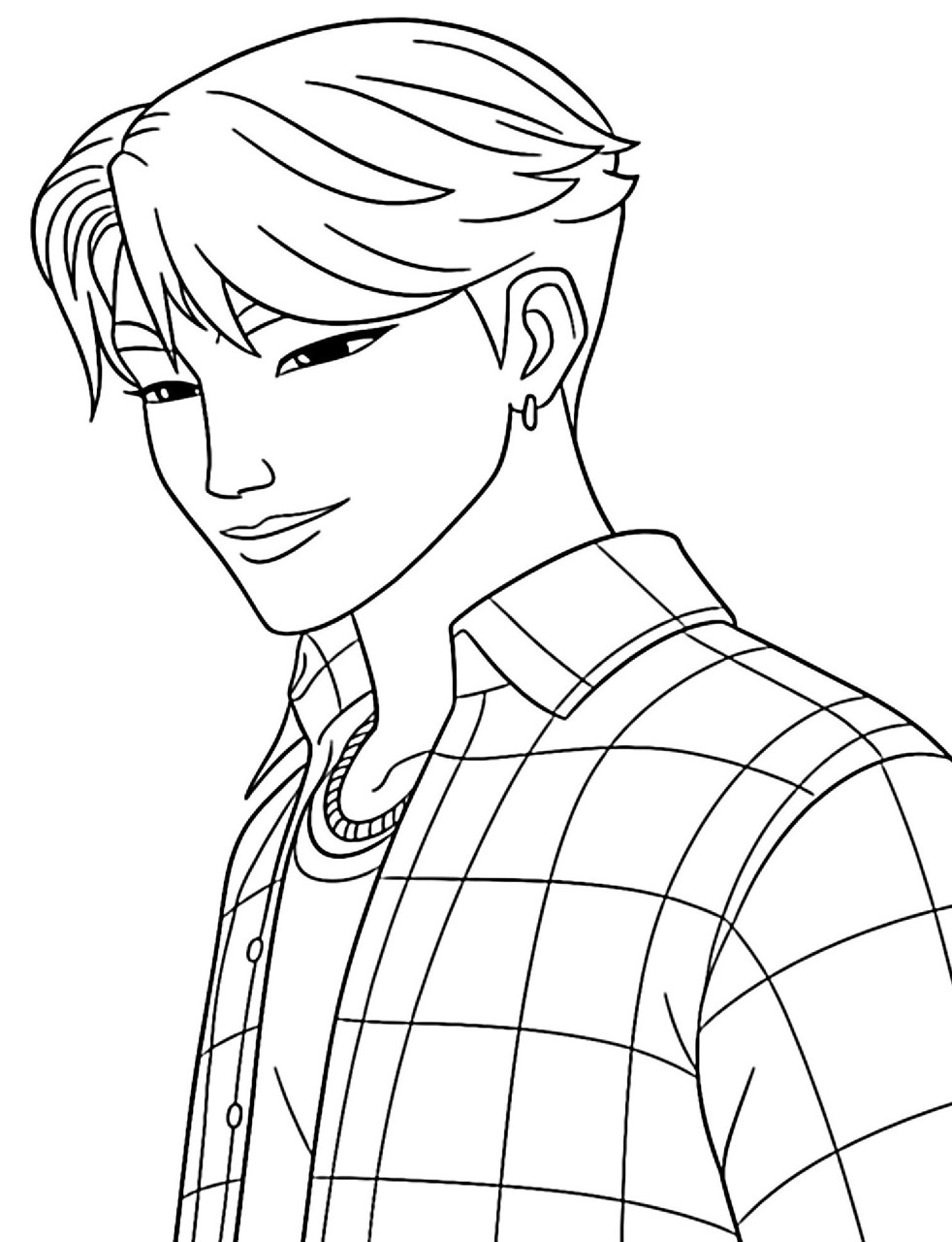 Desenho das Guerreiras do k-Pop em estilo de personagem masculino