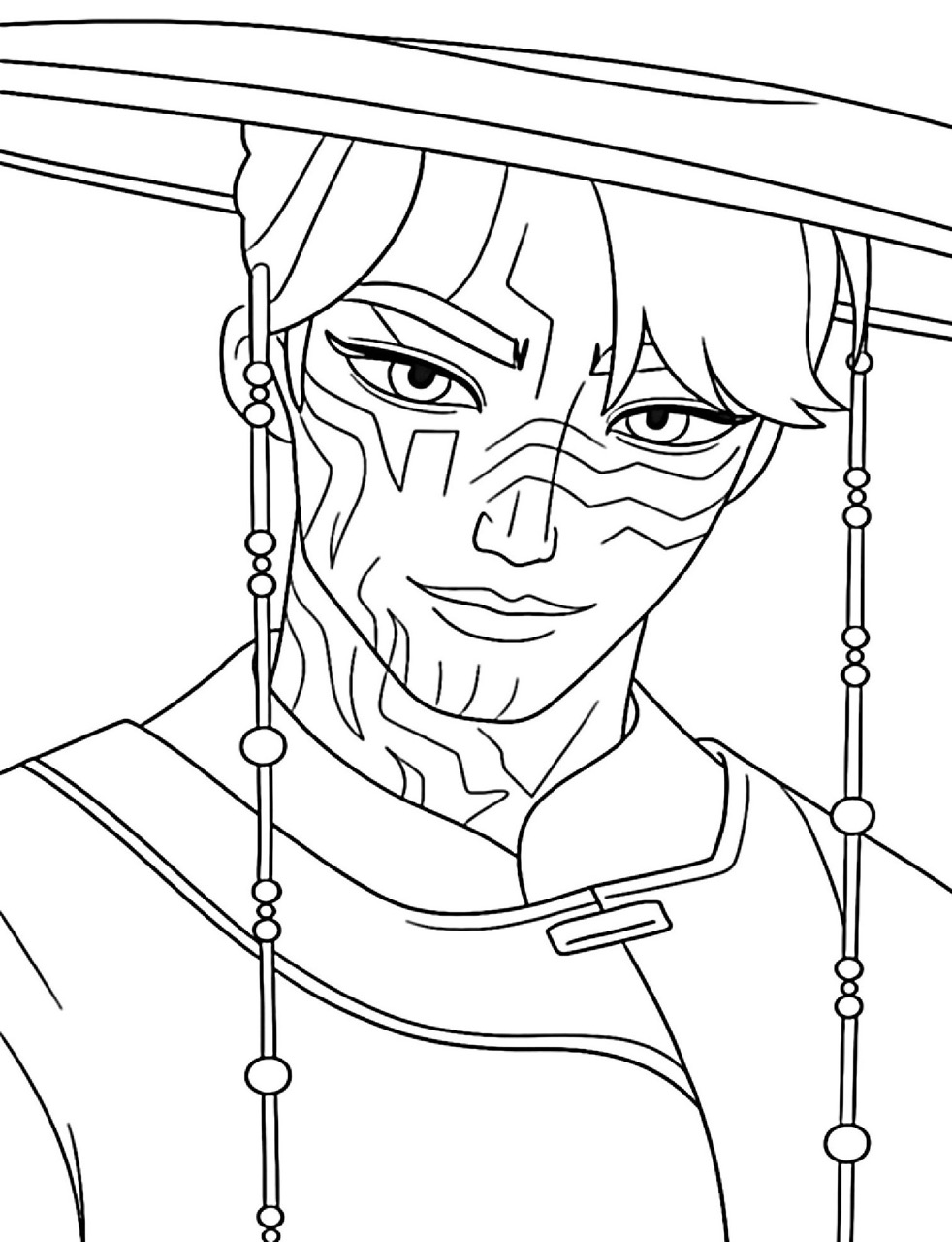 Desenho da Guerreiro K-Pop com detalhes para imprimir e colorir