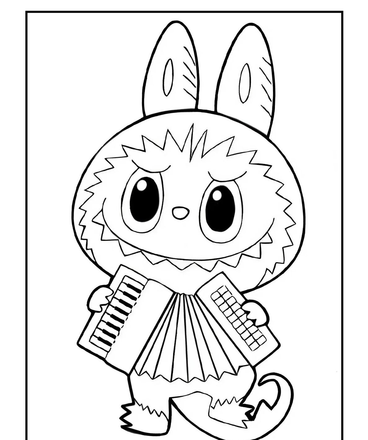 Desenho Labubu tocando sanfona para imprimir e colorir