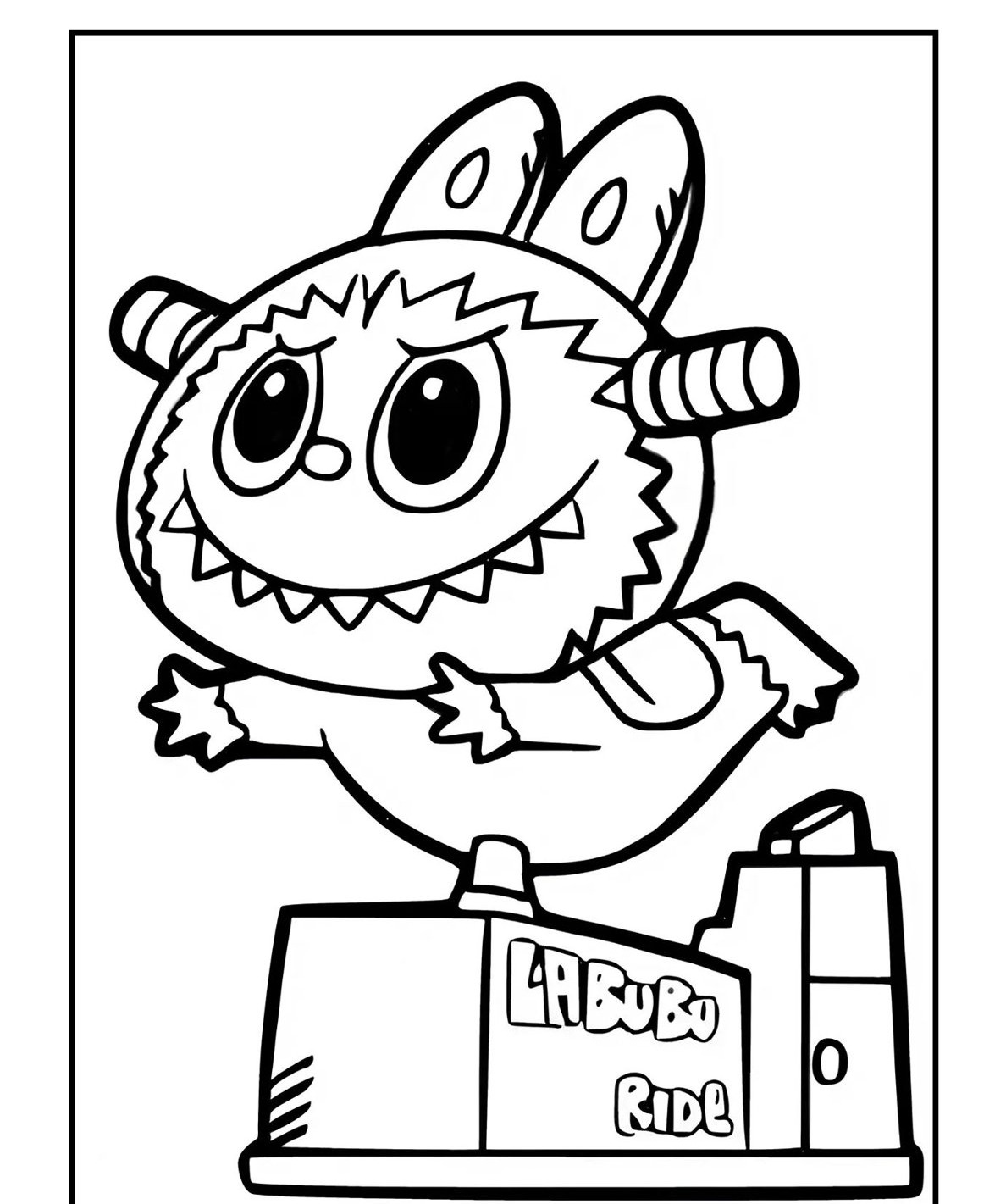 Desenho Labubu divertido com orelhas em formato de coelho