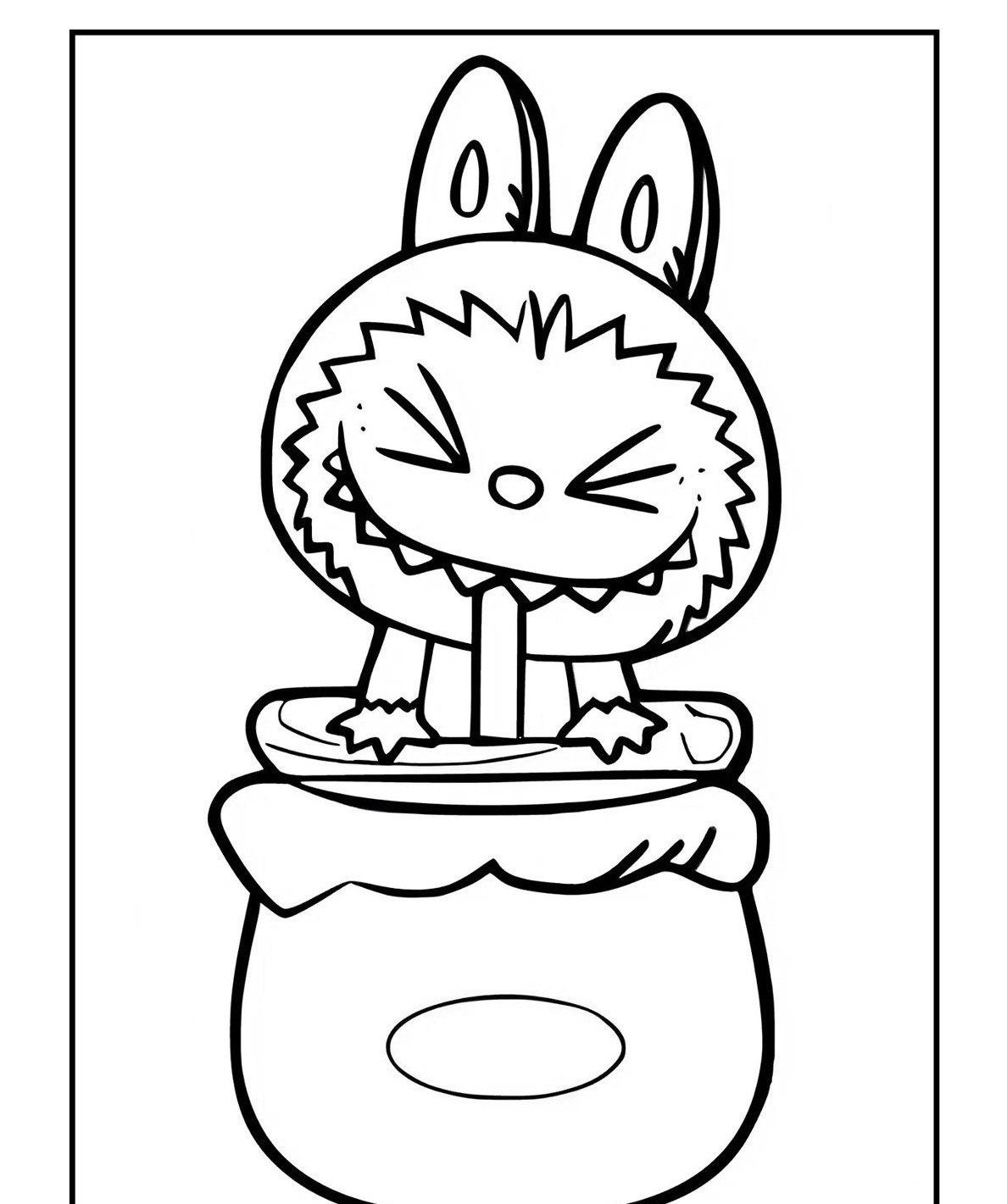 Desenho Labubu divertido em pote para imprimir e colorir