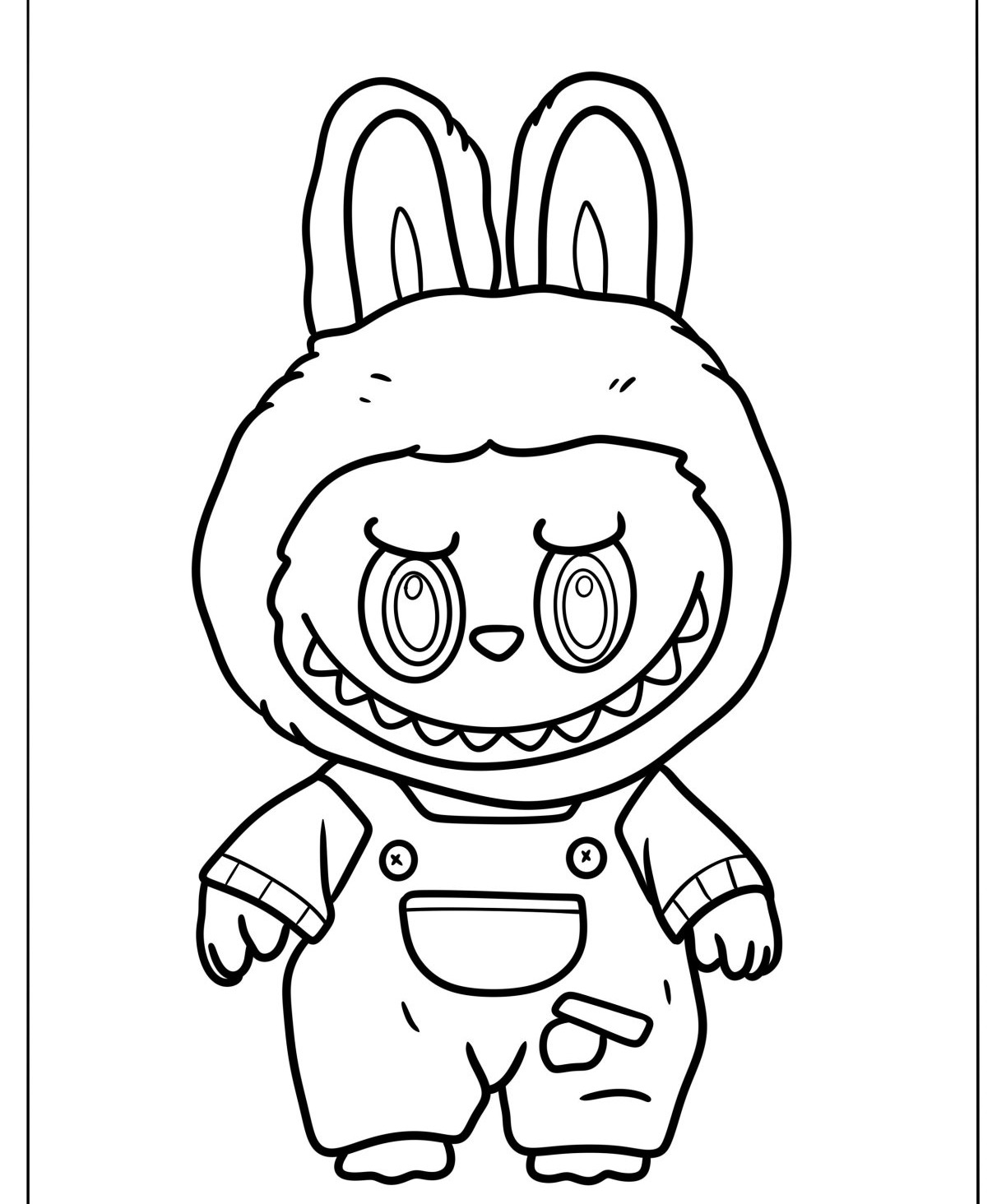 Desenho Labubu personagem com roupas e orelhas de coelho