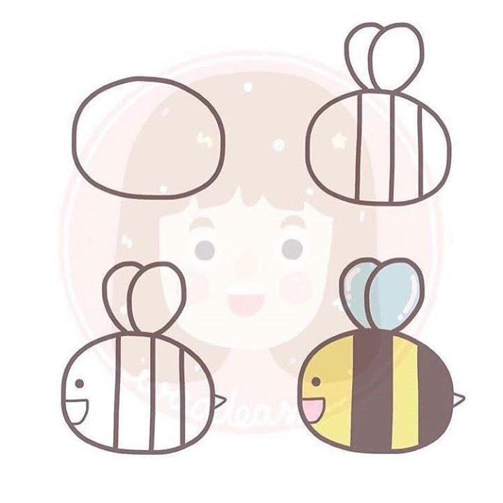Desenhos de Abelha: como desenhar uma abelha fofa simples