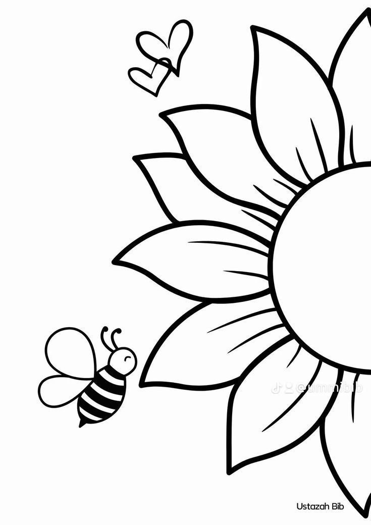 Desenhos de Abelha Abelha simples voando perto de flor