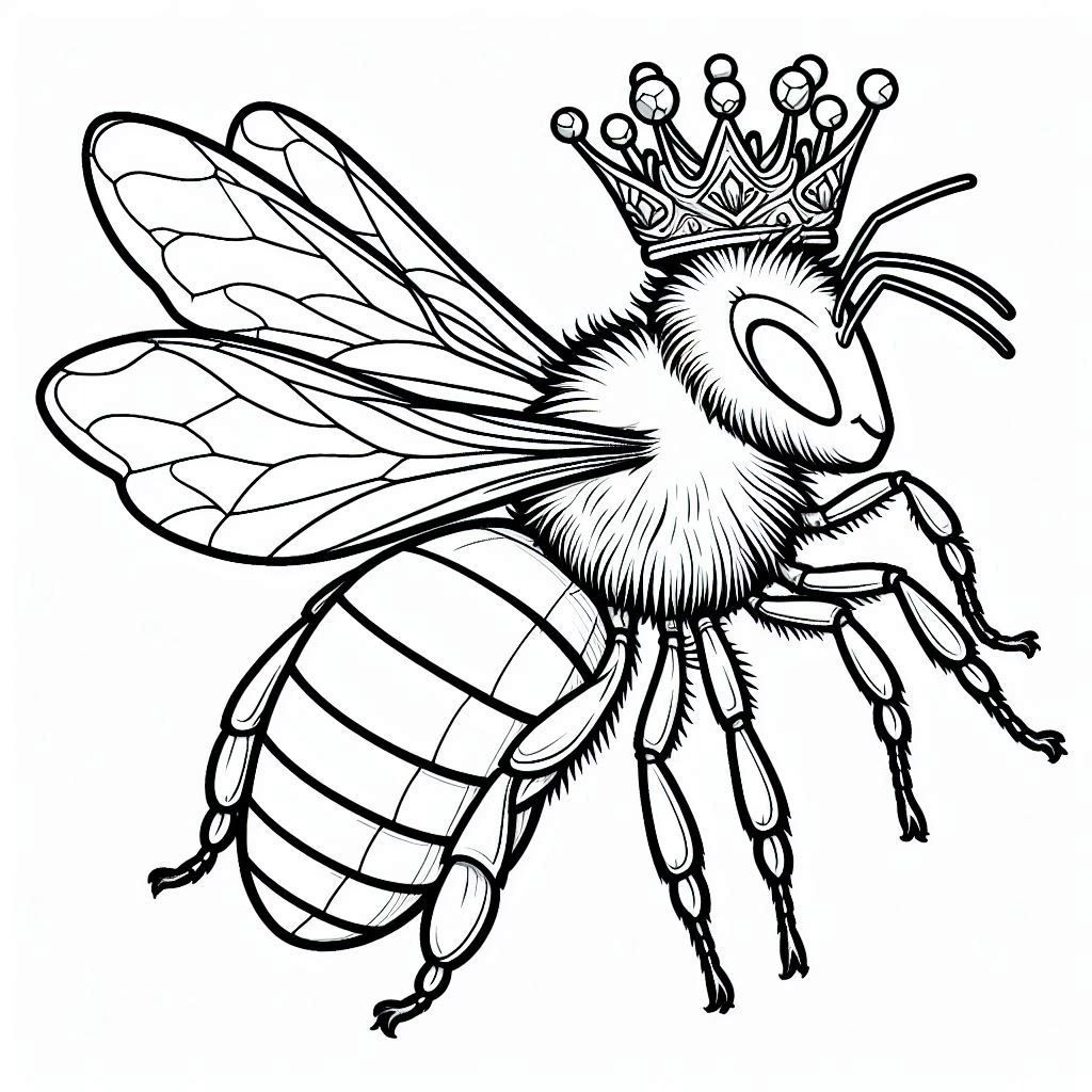 Desenhos de Abelha Abelha realista com coroa para desenhar