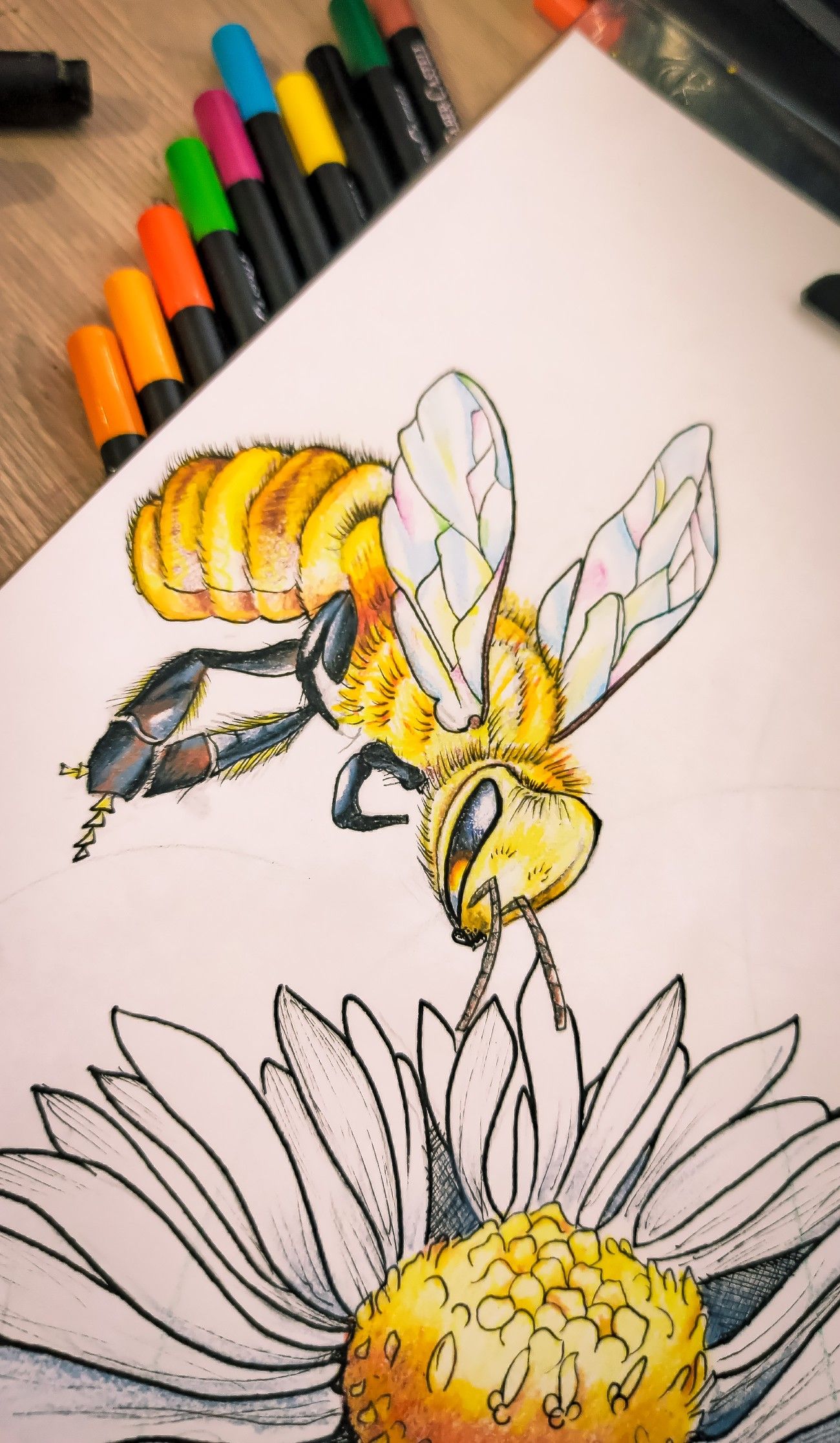 Desenhos de Abelha Abelha realista pousando em flor para desenhar