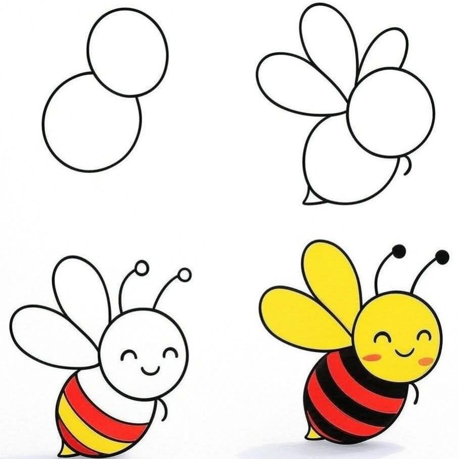 Desenhos de Abelha Abelha fofa passo a passo para desenhar