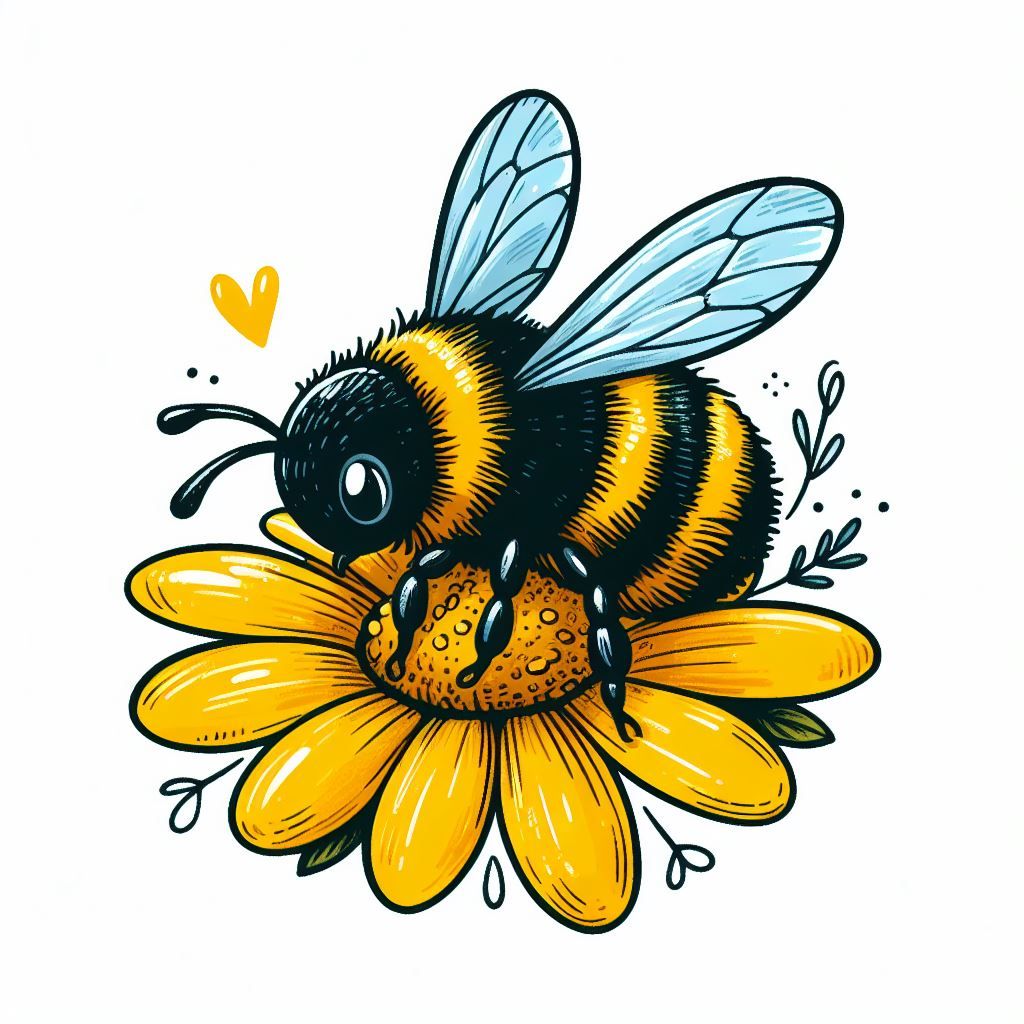 Desenhos de Abelha: Abelha fofa em flor para desenhar