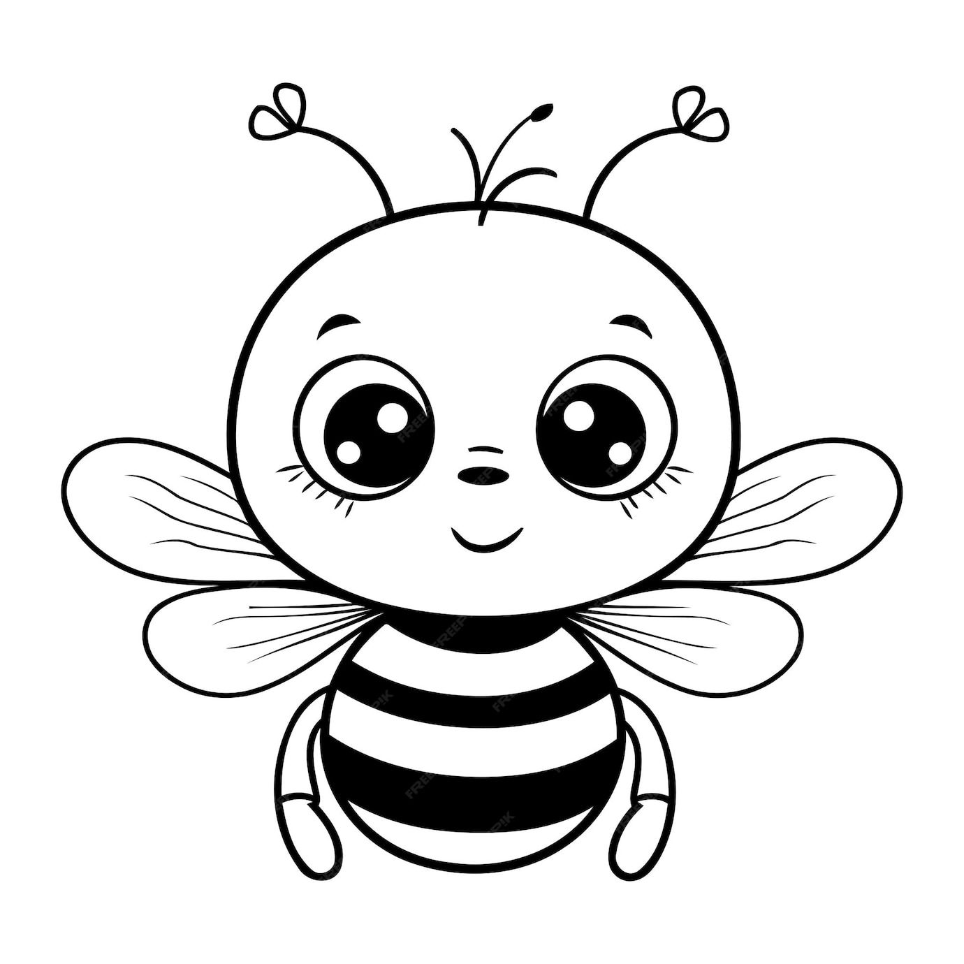 Desenhos de Abelha: Abelha fofa com olhos grandes para desenhar