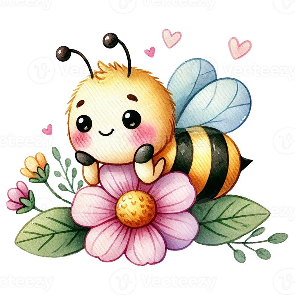 Desenhos de Abelha: Abelha fofa sentada em uma flor para desenhar