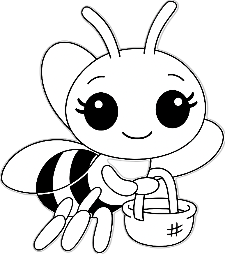 Desenhos de Abelha Abelha fofa segurando um balde para desenhar
