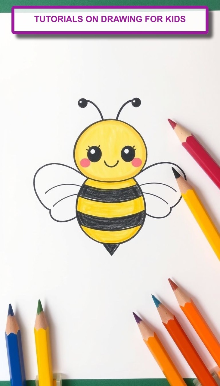 Desenhos de Abelha: Abelha fofa sorridente para desenhar