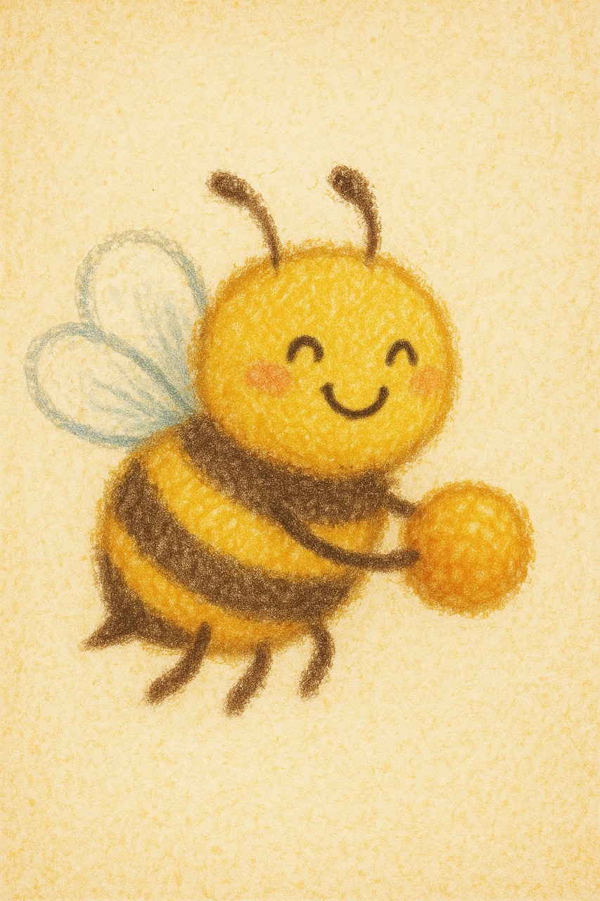Desenhos de Abelha: Abelhinha fofa segurando bola de pólen